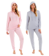 Women's Super Cosy Hooded Pyjama Set Soft Brushed Polyester Viscose Loungewear Warm and Elegant Nightwear Various Colours UK Sizes 8-22 by Daisy Dreamer Pyjamas