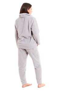 Women's Super Soft Teddy Fleece Lounge Set Cosy Fluffy Zip-Up Pyjama with Elasticated Waistband Warm Nightwear by Daisy Dreamer Pyjamas