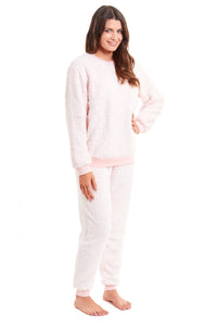 Women's Super Soft Teddy Fleece Pyjama Set Warm Cozy Stretchable Loungewear Crew Neck Nightwear Perfect for Relaxation and Sleep by Daisy Dreamer Pyjamas