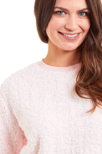 Women's Super Soft Teddy Fleece Pyjama Set Warm Cozy Stretchable Loungewear Crew Neck Nightwear Perfect for Relaxation and Sleep by Daisy Dreamer Pyjamas
