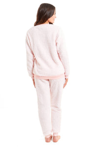 Women's Super Soft Teddy Fleece Pyjama Set Warm Cozy Stretchable Loungewear Crew Neck Nightwear Perfect for Relaxation and Sleep by Daisy Dreamer Pyjamas
