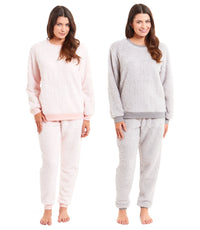Women's Super Soft Teddy Fleece Pyjama Set Warm Cozy Stretchable Loungewear Crew Neck Nightwear Perfect for Relaxation and Sleep by Daisy Dreamer Pyjamas