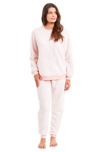 Women's Super Soft Teddy Fleece Pyjama Set Warm Cozy Stretchable Loungewear Crew Neck Nightwear Perfect for Relaxation and Sleep by Daisy Dreamer Pyjamas