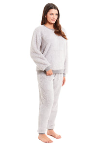 Women's Super Soft Teddy Fleece Pyjama Set Warm Cozy Stretchable Loungewear Crew Neck Nightwear Perfect for Relaxation and Sleep by Daisy Dreamer Pyjamas