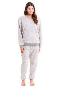 Women's Super Soft Teddy Fleece Pyjama Set Warm Cozy Stretchable Loungewear Crew Neck Nightwear Perfect for Relaxation and Sleep by Daisy Dreamer Pyjamas
