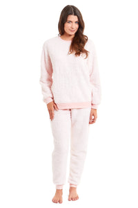 Women's Super Soft Teddy Fleece Pyjama Set Warm Cozy Stretchable Loungewear Crew Neck Nightwear Perfect for Relaxation and Sleep by Daisy Dreamer Pyjamas
