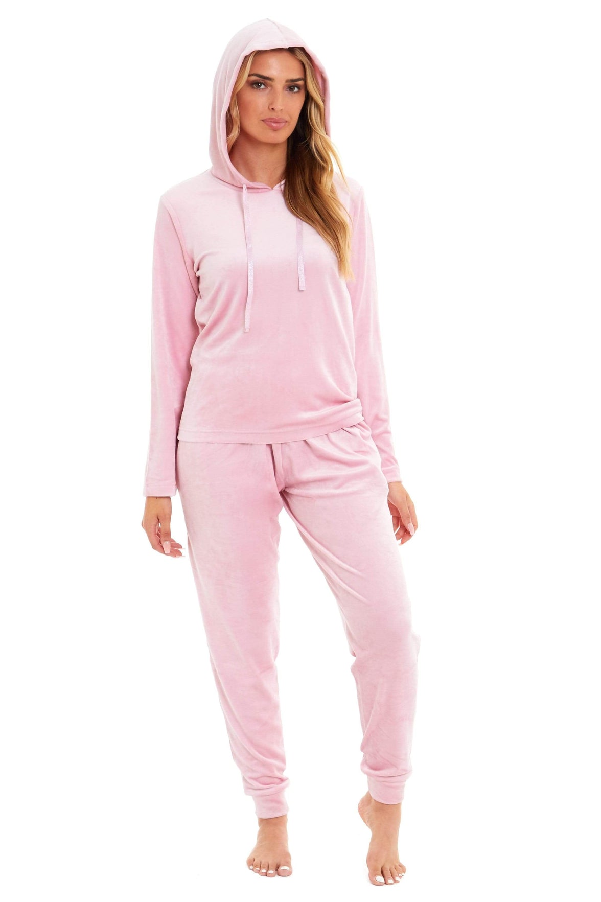 Women's Soft Touch Velour Hooded Pyjama Set Warm Stretchable Nightwear Perfect for Lounging Sleeping Sizes 8-22 by Daisy Dreamer Pyjamas