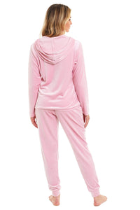 Women's Soft Touch Velour Hooded Pyjama Set Warm Stretchable Nightwear Perfect for Lounging Sleeping Sizes 8-22 by Daisy Dreamer Pyjamas