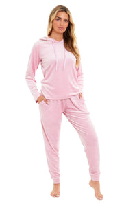 Women's Soft Touch Velour Hooded Pyjama Set Warm Stretchable Nightwear Perfect for Lounging Sleeping Sizes 8-22 by Daisy Dreamer Pyjamas