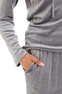 Women's Soft Touch Velour Hooded Pyjama Set Warm Stretchable Nightwear Perfect for Lounging Sleeping Sizes 8-22 by Daisy Dreamer Pyjamas