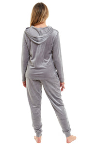 Women's Soft Touch Velour Hooded Pyjama Set Warm Stretchable Nightwear Perfect for Lounging Sleeping Sizes 8-22 by Daisy Dreamer Pyjamas