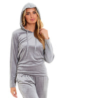 Women's Soft Touch Velour Hooded Pyjama Set Warm Stretchable Nightwear Perfect for Lounging Sleeping Sizes 8-22 by Daisy Dreamer Pyjamas