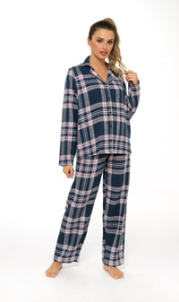 Women's Soft Cotton Flannelette Check Pyjama Set with Elasticated Waistband Cosy Warm Nightwear PJs Classic Check Pattern Sleepwear UK Sizes 8-22 by Daisy Dreamer Pyjamas
