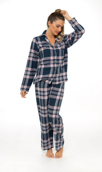 Women's Soft Cotton Flannelette Check Pyjama Set with Elasticated Waistband Cosy Warm Nightwear PJs Classic Check Pattern Sleepwear UK Sizes 8-22 by Daisy Dreamer Pyjamas