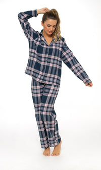 Women's Soft Cotton Flannelette Check Pyjama Set with Elasticated Waistband Cosy Warm Nightwear PJs Classic Check Pattern Sleepwear UK Sizes 8-22 by Daisy Dreamer Pyjamas