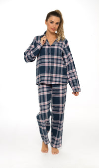 Women's Soft Cotton Flannelette Check Pyjama Set with Elasticated Waistband Cosy Warm Nightwear PJs Classic Check Pattern Sleepwear UK Sizes 8-22 by Daisy Dreamer Pyjamas