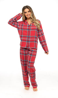 Women's Soft Cotton Flannelette Check Pyjama Set with Elasticated Waistband Cosy Warm Nightwear PJs Classic Check Pattern Sleepwear UK Sizes 8-22 by Daisy Dreamer Pyjamas