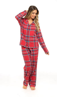 Women's Soft Cotton Flannelette Check Pyjama Set with Elasticated Waistband Cosy Warm Nightwear PJs Classic Check Pattern Sleepwear UK Sizes 8-22 by Daisy Dreamer Pyjamas
