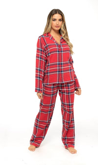 Women's Soft Cotton Flannelette Check Pyjama Set with Elasticated Waistband Cosy Warm Nightwear PJs Classic Check Pattern Sleepwear UK Sizes 8-22 by Daisy Dreamer Pyjamas