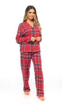 Women's Soft Cotton Flannelette Check Pyjama Set with Elasticated Waistband Cosy Warm Nightwear PJs Classic Check Pattern Sleepwear UK Sizes 8-22 by Daisy Dreamer Pyjamas