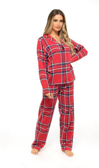 Women's Soft Cotton Flannelette Check Pyjama Set with Elasticated Waistband Cosy Warm Nightwear PJs Classic Check Pattern Sleepwear UK Sizes 8-22 by Daisy Dreamer Pyjamas
