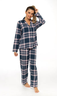 Women's Soft Cotton Flannelette Check Pyjama Set with Elasticated Waistband Cosy Warm Nightwear PJs Classic Check Pattern Sleepwear UK Sizes 8-22 by Daisy Dreamer Pyjamas