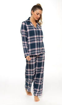 Women's Soft Cotton Flannelette Check Pyjama Set with Elasticated Waistband Cosy Warm Nightwear PJs Classic Check Pattern Sleepwear UK Sizes 8-22 by Daisy Dreamer Pyjamas