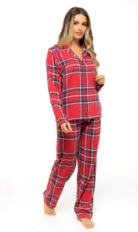 Women's Soft Cotton Flannelette Check Pyjama Set with Elasticated Waistband Cosy Warm Nightwear PJs Classic Check Pattern Sleepwear UK Sizes 8-22 by Daisy Dreamer Pyjamas