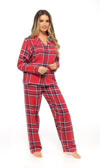 Women's Soft Cotton Flannelette Check Pyjama Set with Elasticated Waistband Cosy Warm Nightwear PJs Classic Check Pattern Sleepwear UK Sizes 8-22 by Daisy Dreamer Pyjamas