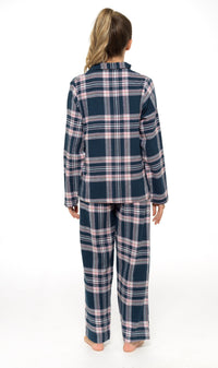 Women's Soft Cotton Flannelette Check Pyjama Set with Elasticated Waistband Cosy Warm Nightwear PJs Classic Check Pattern Sleepwear UK Sizes 8-22 by Daisy Dreamer Pyjamas
