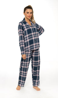 Women's Soft Cotton Flannelette Check Pyjama Set with Elasticated Waistband Cosy Warm Nightwear PJs Classic Check Pattern Sleepwear UK Sizes 8-22 by Daisy Dreamer Pyjamas