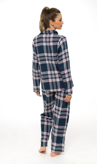 Women's Soft Cotton Flannelette Check Pyjama Set with Elasticated Waistband Cosy Warm Nightwear PJs Classic Check Pattern Sleepwear UK Sizes 8-22 by Daisy Dreamer Pyjamas