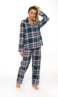 Women's Soft Cotton Flannelette Check Pyjama Set with Elasticated Waistband Cosy Warm Nightwear PJs Classic Check Pattern Sleepwear UK Sizes 8-22 by Daisy Dreamer Pyjamas