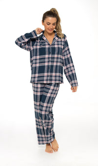 Women's Soft Cotton Flannelette Check Pyjama Set with Elasticated Waistband Cosy Warm Nightwear PJs Classic Check Pattern Sleepwear UK Sizes 8-22 by Daisy Dreamer Pyjamas