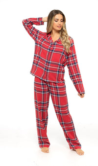 Women's Soft Cotton Flannelette Check Pyjama Set with Elasticated Waistband Cosy Warm Nightwear PJs Classic Check Pattern Sleepwear UK Sizes 8-22 by Daisy Dreamer Pyjamas