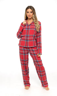 Women's Soft Cotton Flannelette Check Pyjama Set with Elasticated Waistband Cosy Warm Nightwear PJs Classic Check Pattern Sleepwear UK Sizes 8-22 by Daisy Dreamer Pyjamas