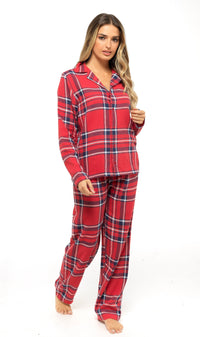 Women's Soft Cotton Flannelette Check Pyjama Set with Elasticated Waistband Cosy Warm Nightwear PJs Classic Check Pattern Sleepwear UK Sizes 8-22 by Daisy Dreamer Pyjamas