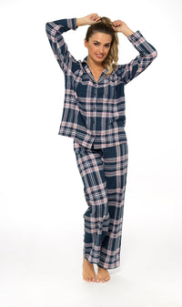 Women's Soft Cotton Flannelette Check Pyjama Set with Elasticated Waistband Cosy Warm Nightwear PJs Classic Check Pattern Sleepwear UK Sizes 8-22 by Daisy Dreamer Pyjamas