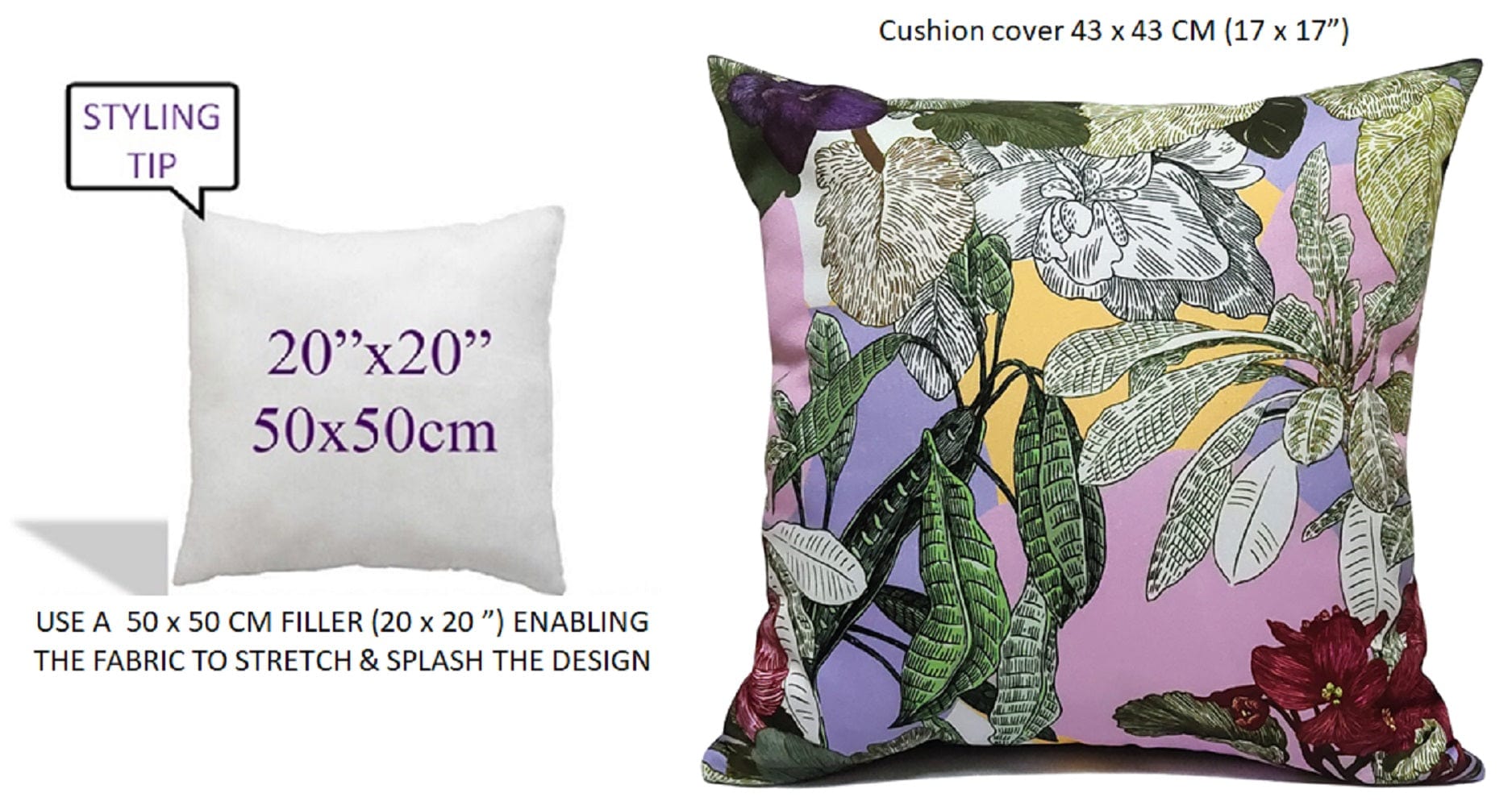 Printed Waterproof Cushions DHALIA LILAC / 43 x 43 Cm OLIVIA ROCCO Cushions