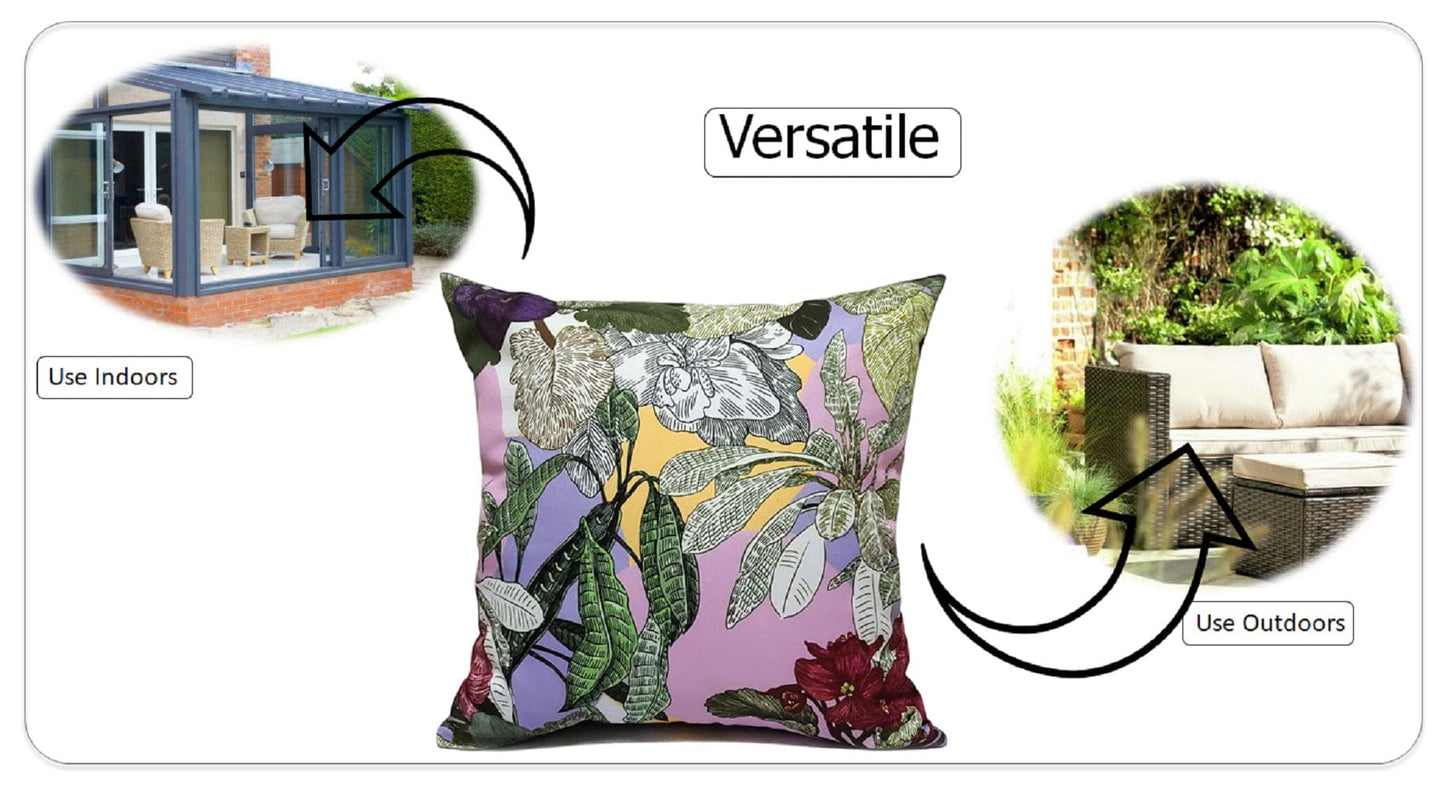 Printed Waterproof Cushions DHALIA LILAC / 43 x 43 Cm OLIVIA ROCCO Cushions