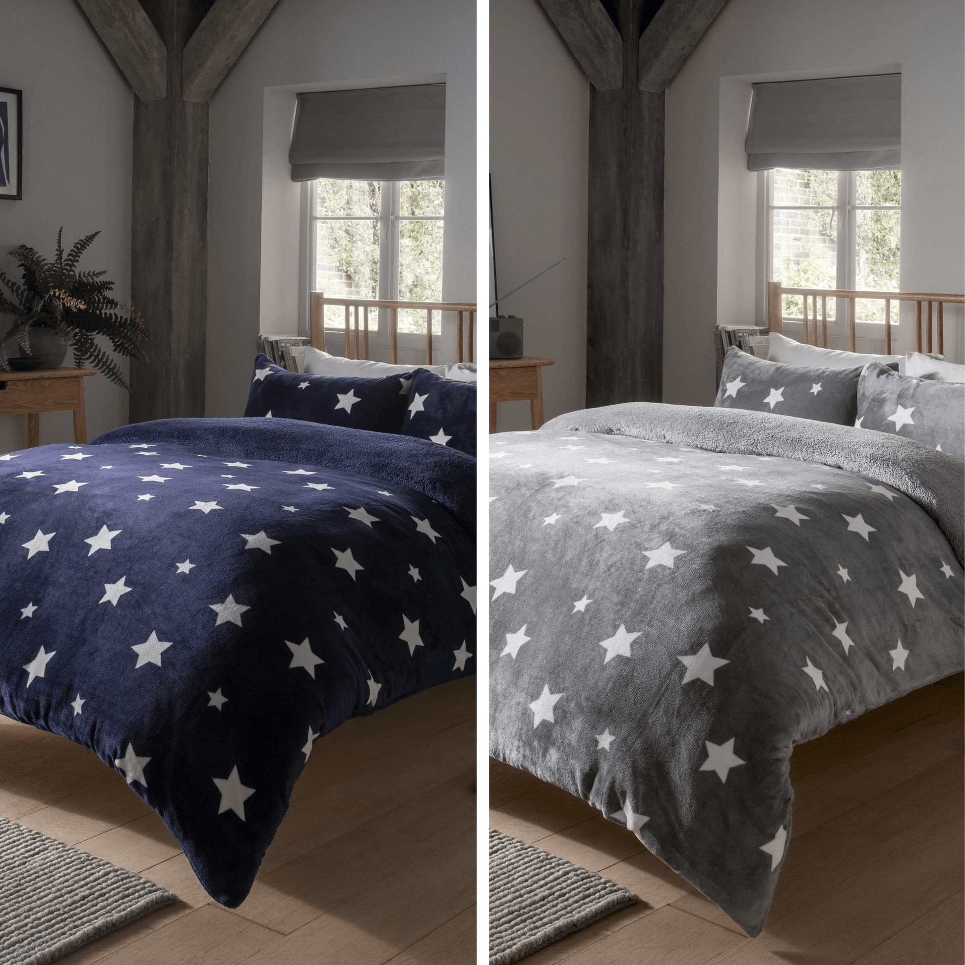 Dreamin Stars Luxurious Reversible Teddy Duvet Cover Set Super Soft Faux Fur Plush Bedding for Winter Nights Available in Single Double and King Sizes by OLIVIA ROCCO Duvet Cover