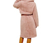 Dusky Pink Teddy Fleece Hooded Robe Dressing Gown Daisy Dreamer Dressing Gown