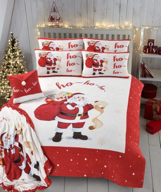 Father Christmas Teddy Fleece Duvet Set Luxurious Reversible Faux Fur Warm Bedding for Cosy Winter Bedroom Decor in Multiple Sizes by OLIVIA ROCCO SINGLE Duvet Cover