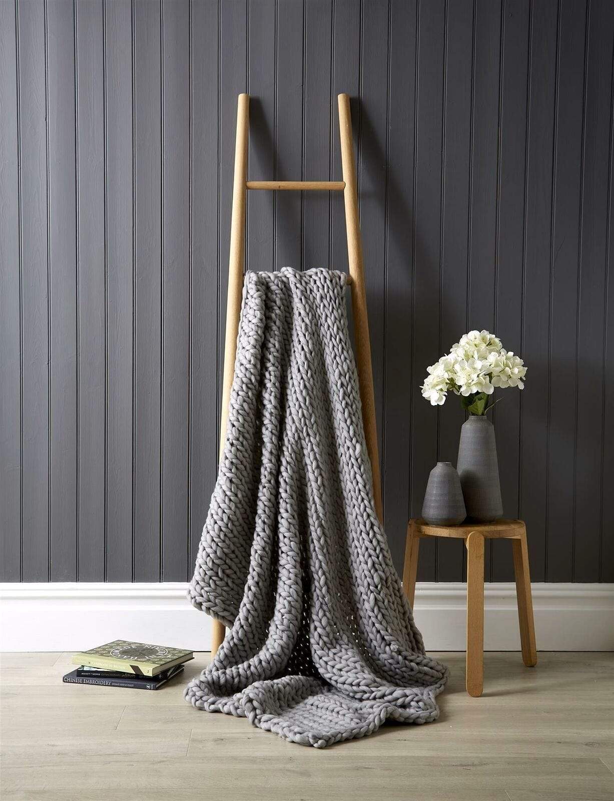 Handmade Chunky Cable Knit Throw Luxurious Oversized Super Soft