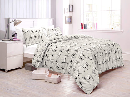 Horses Duvet Set SINGLE / GREY OLIVIA ROCCO Duvet Cover