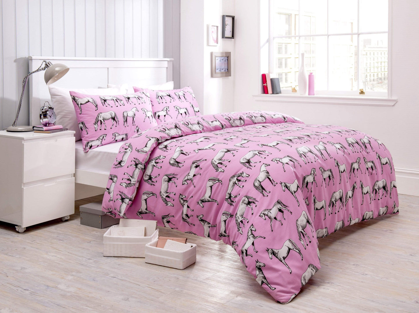 Horses Duvet Set SINGLE / PINK OLIVIA ROCCO Duvet Cover