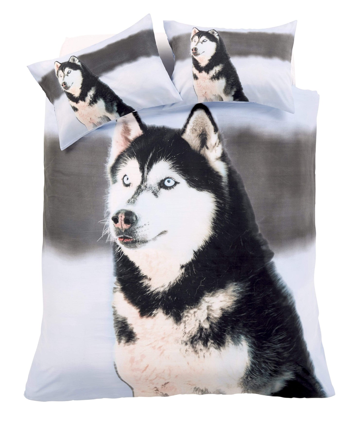 Huskey 3D Photo Panel Duvet Set Cotton-Rich Bedding OEKO-TEX Certified Quilt Cover with Pillowcases in Various Colours and Sizes by OLIVIA ROCCO SINGLE Duvet Cover