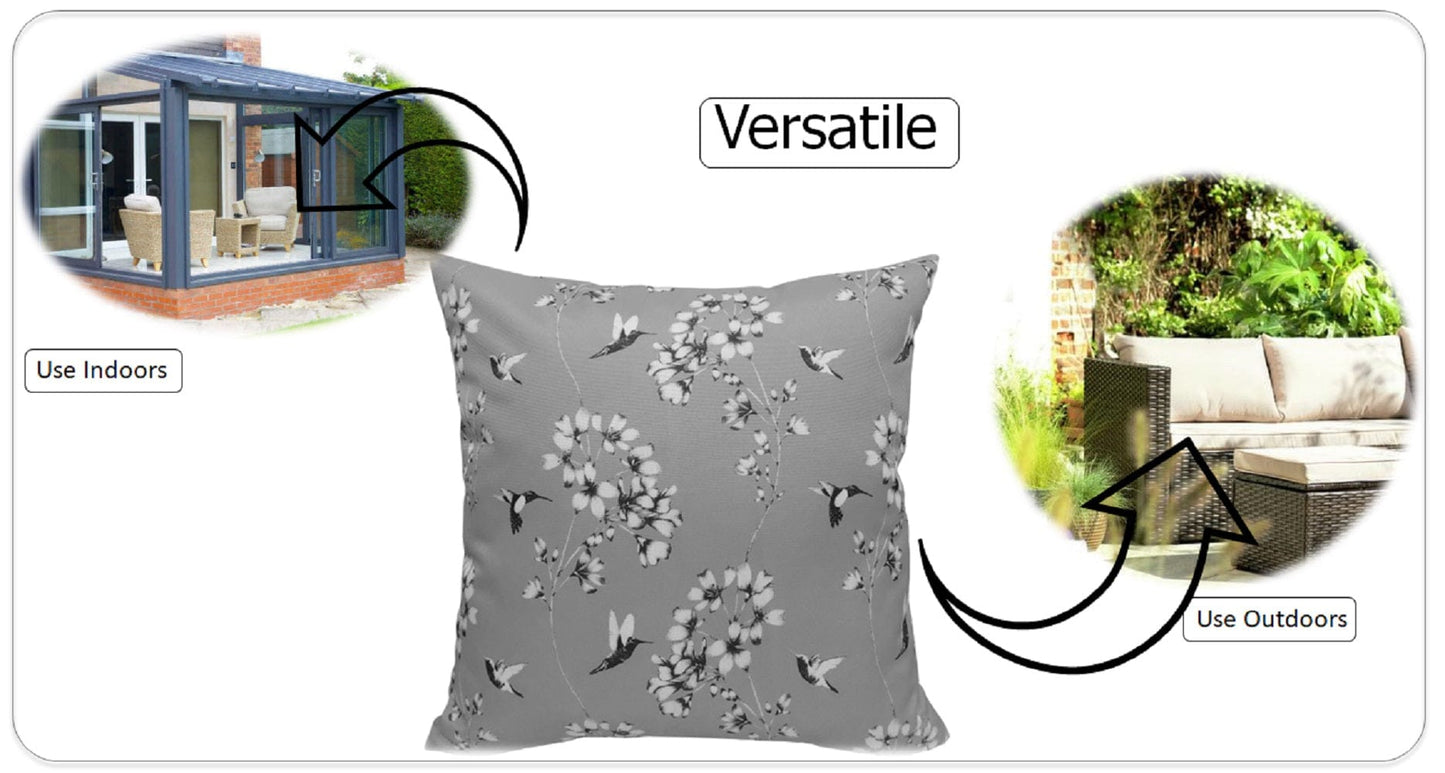 Jardin Silver Waterproof Outdoor and Indoor Cushions 17x17 Inch Weather-Resistant Patio Garden Balcony Seating Premium Hollow-Fibre Decorative Pillows by OLIVIA ROCCO JARDIN SILVER / 43 x 43 cm Cushions
