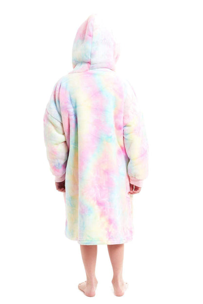 Kids Oversized Hooded Fleece Blanket Ultra-Soft Sherpa Fur with Elastic Cuffs and Double Pocket for Ages 8-15 by Daisy Dreamer Hooded Blanket