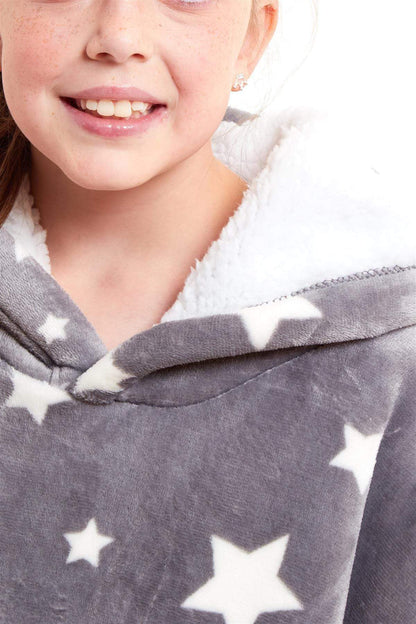 Kids Oversized Hooded Fleece Blanket Ultra-Soft Sherpa Fur with Elastic Cuffs and Double Pocket for Ages 8-15 by Daisy Dreamer Hooded Blanket